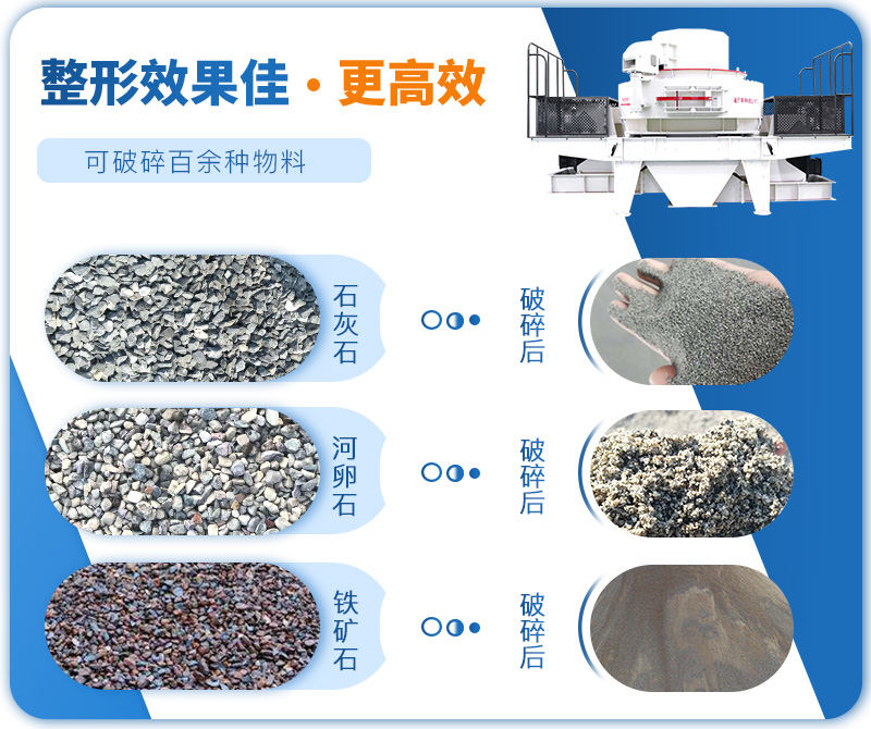 制砂機成品粒度多樣化，各種石料都不怕